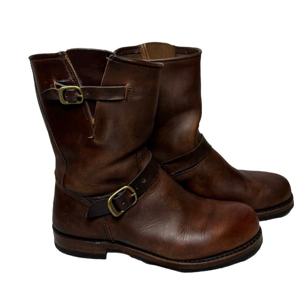 FRYE USA Engineer Brown Leather Motorcycle Biker Riding Work Boots Mens 10.5 M
